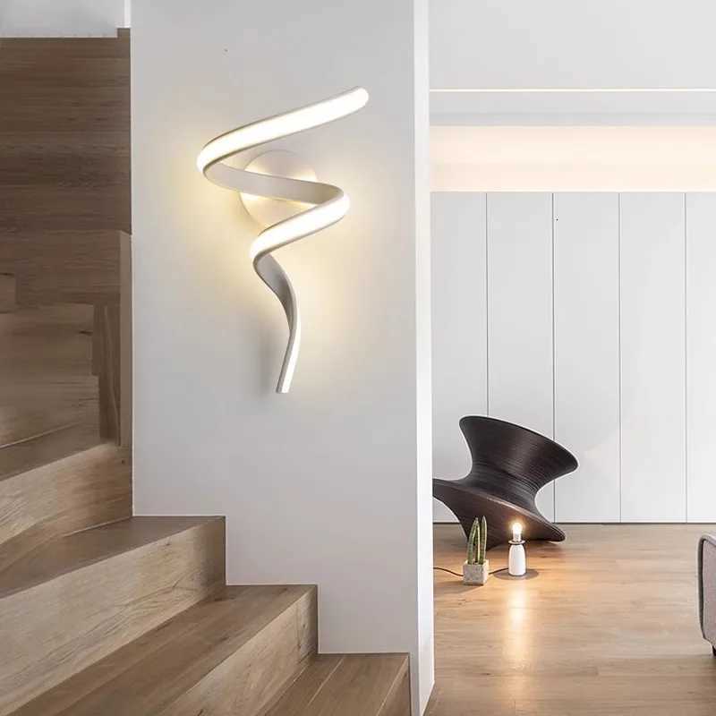 LED Wall Lamp Nordic Spiral Sconce Light For Stairs Bedroom Bedside Study Hallway Background Indoor Decor Wall Lighting Fixtures M251118