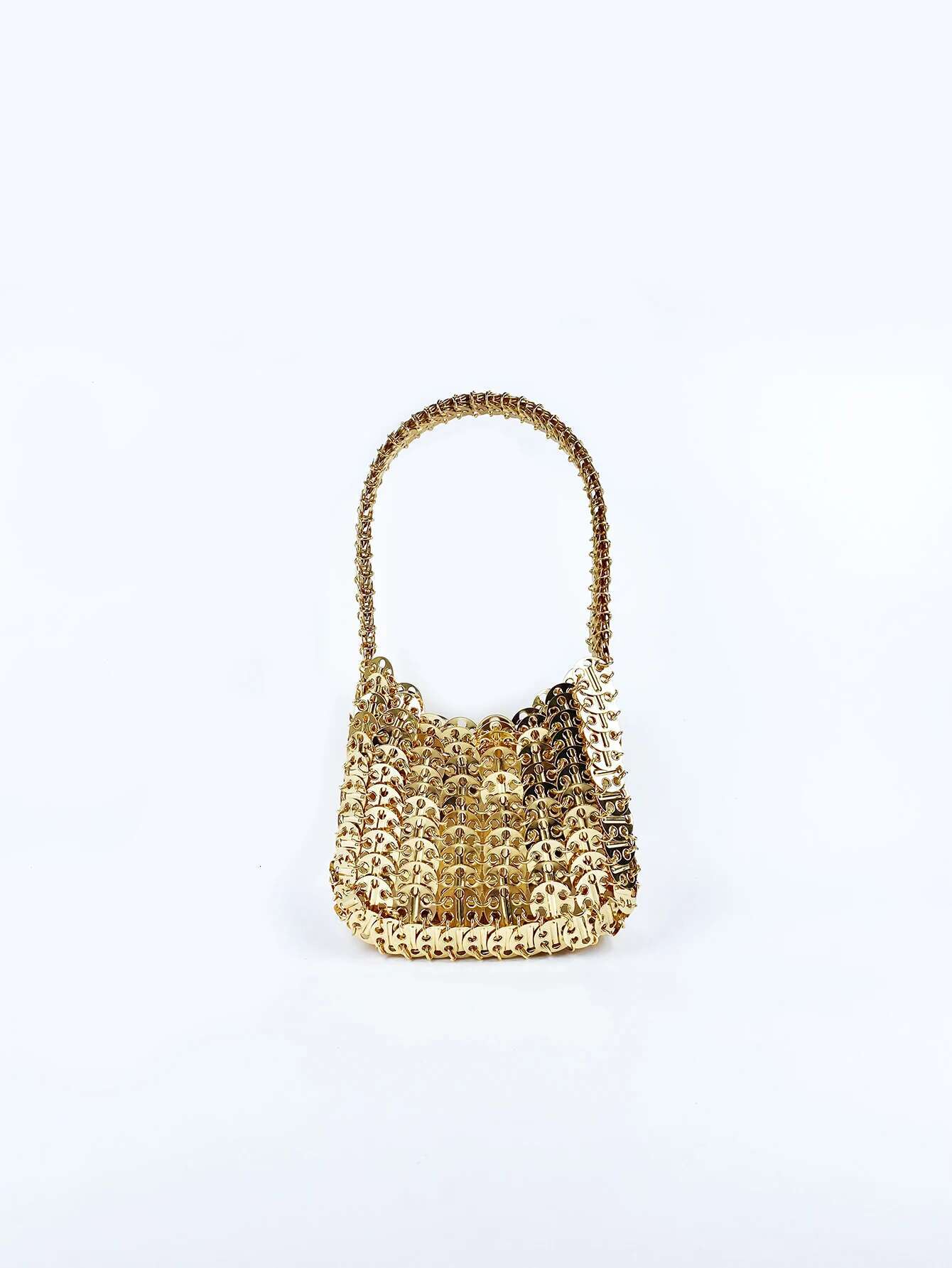 Hot selg fashion Korean version gold aluminum sheet, niche, high-quality, temperament, versatile woven handbag