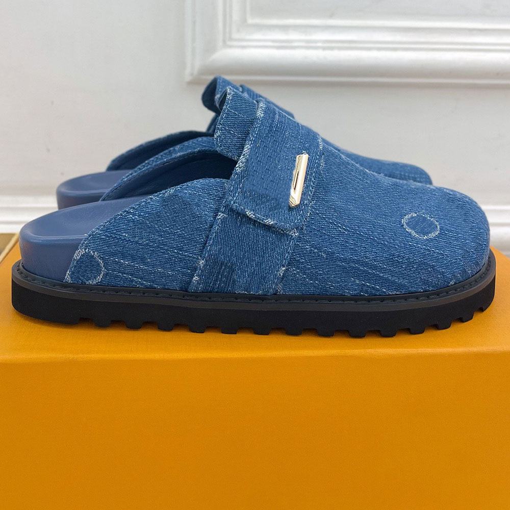 slippers Cosy Comfort Mule Pink denim cosy clog womens designer pink mule Mens Mules Signature hardware easy to wear new relaxed summer Beach mules Couple style