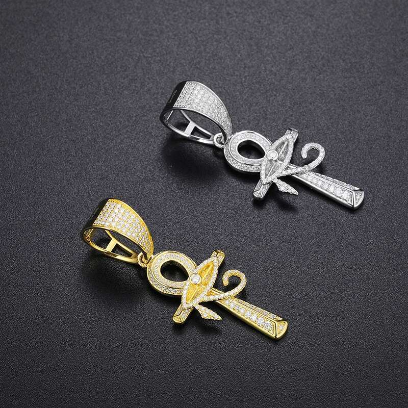 Cross Hip Hop Fully Moissanite Pendant Necklace With Fine Jewelry Tennis Chain