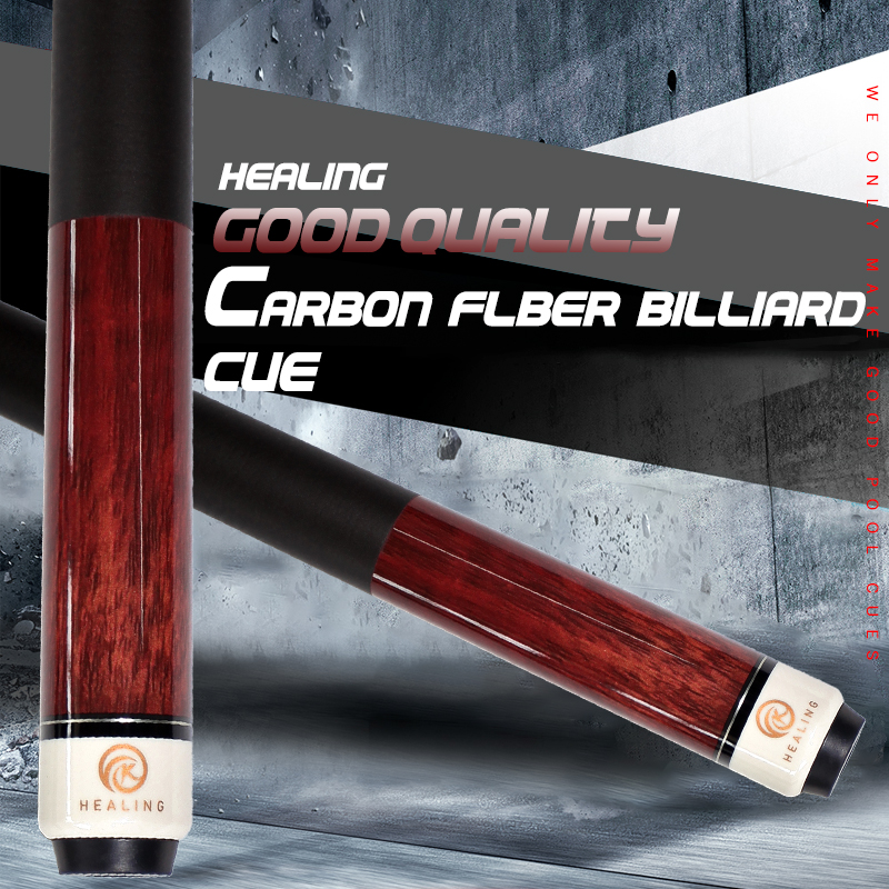 OKHEALING 1/2 Split Billiards Cue Set Play Cue 12.4mm Tip Carbon Fiber Shaft Center Joint for Pool Cue Game Black Tech 58inch