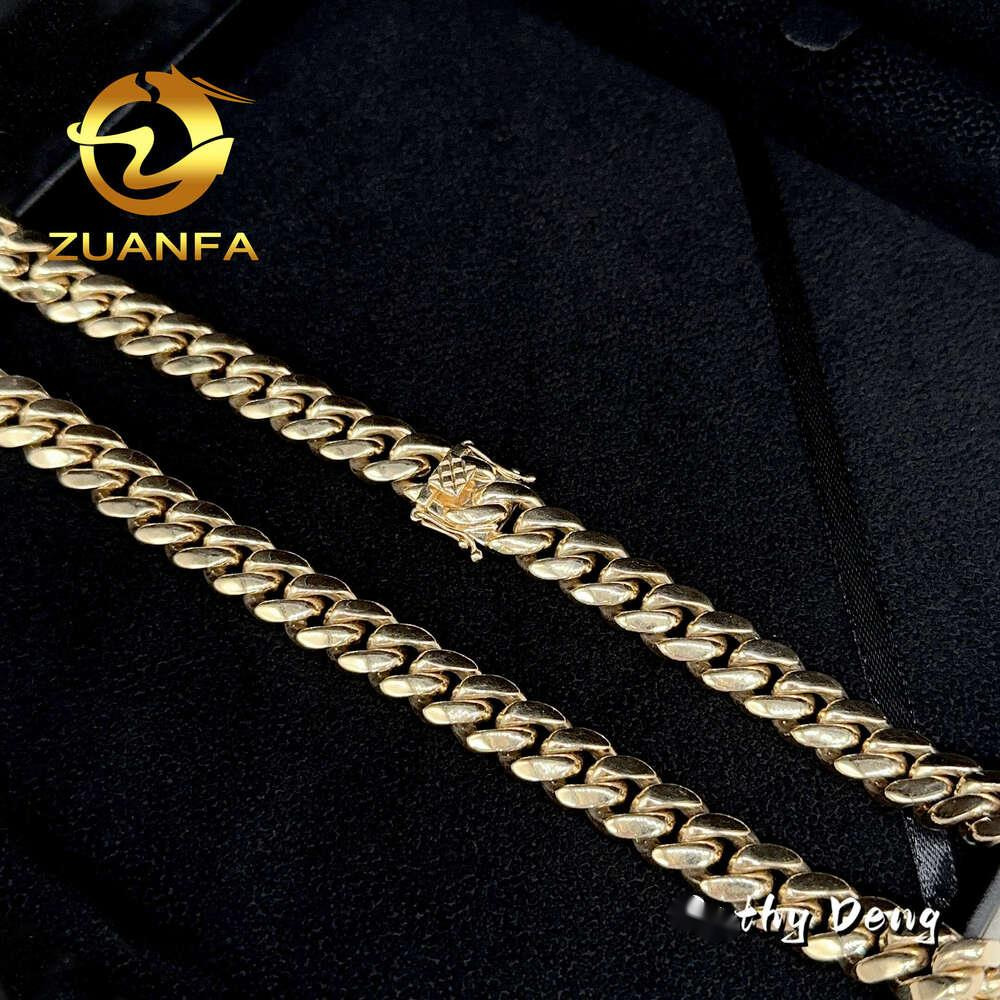 14K Solid 12Mm Au585 Gold Hip Hop Jewelry Rapper Miami Cuban Link Chain Necklace For Men