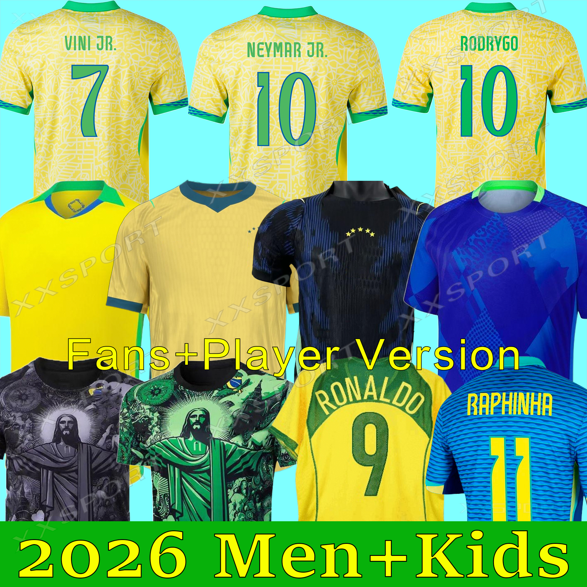 26 Brasil Soccer Jerseys 24 25 26 BraziLS Retro Child Shirt VINI JR RODRYGO PELE RIVALDO 1998 2002 2004 2006 Vintage NEYMAR Ronaldinho camisa de futebol brasil Kid kits