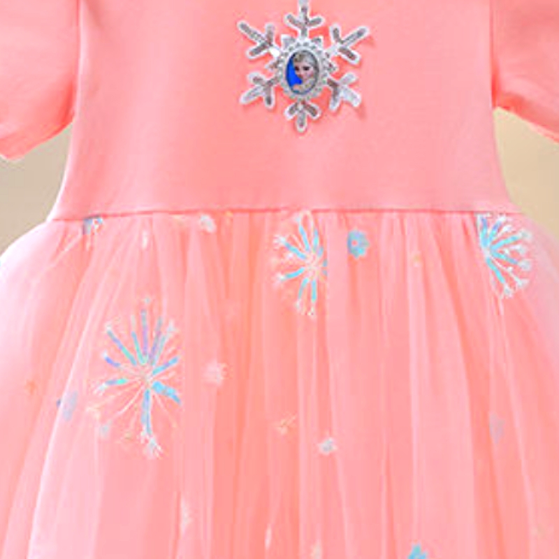 DISNEY kids designer clothes Frozen Elsa Princess Dress for Girls Summer Short Sleeve Baby Dress Children Net Dress Comfortable and soft.