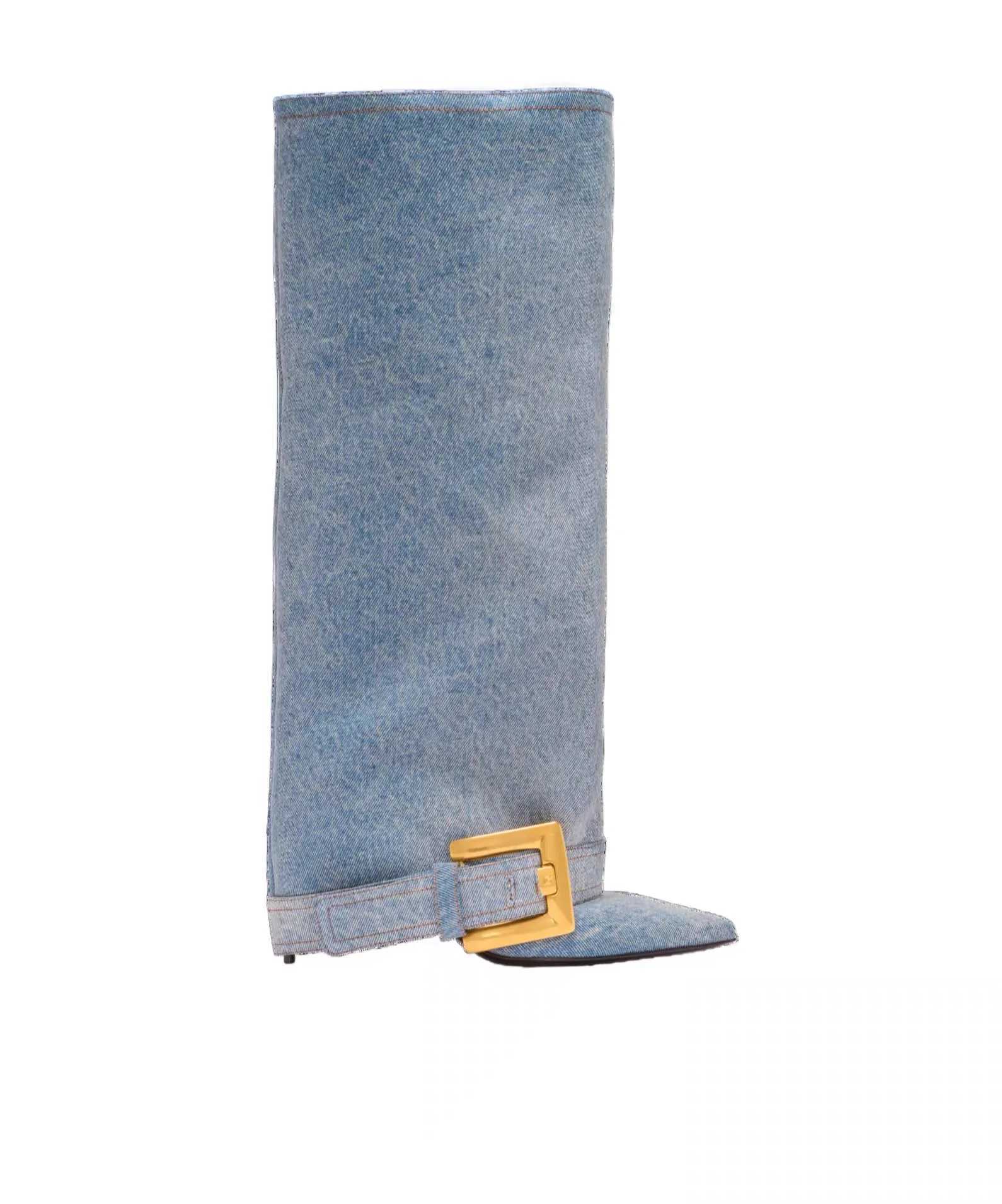 Fashion Ladies Autumn and Winter Belt Buckle Pointed Thin High-heeled Knee High Wens Boots Fion Party Size 34-45 Medium Boots Y251118