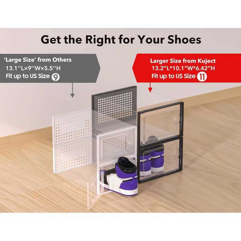 X-Large Shoe Storage Boxes Organizers Clear Plastic Stackable 12 Pack Shoe Rack Holder Substitute Sneaker Containers H251117