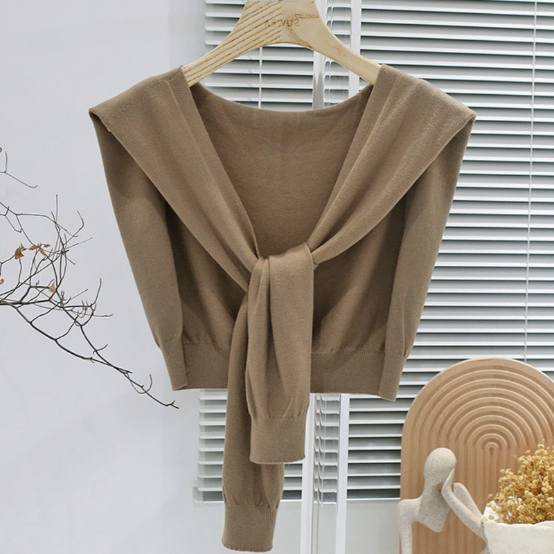 K429 Autumn and winter wool fake collar shoulder shawl knitted knotted scarf shirt outer wear warm neck waistcoat scarf