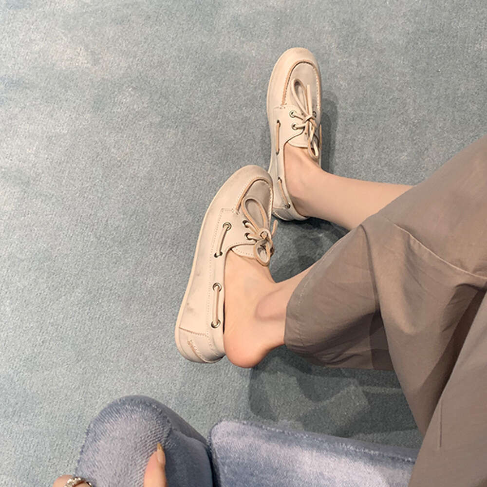 Brown Cowhide Vintage distress Lace-up Designer Shoe Soft Sole platform Loafers Slip-on Women's Leather Shoes for women