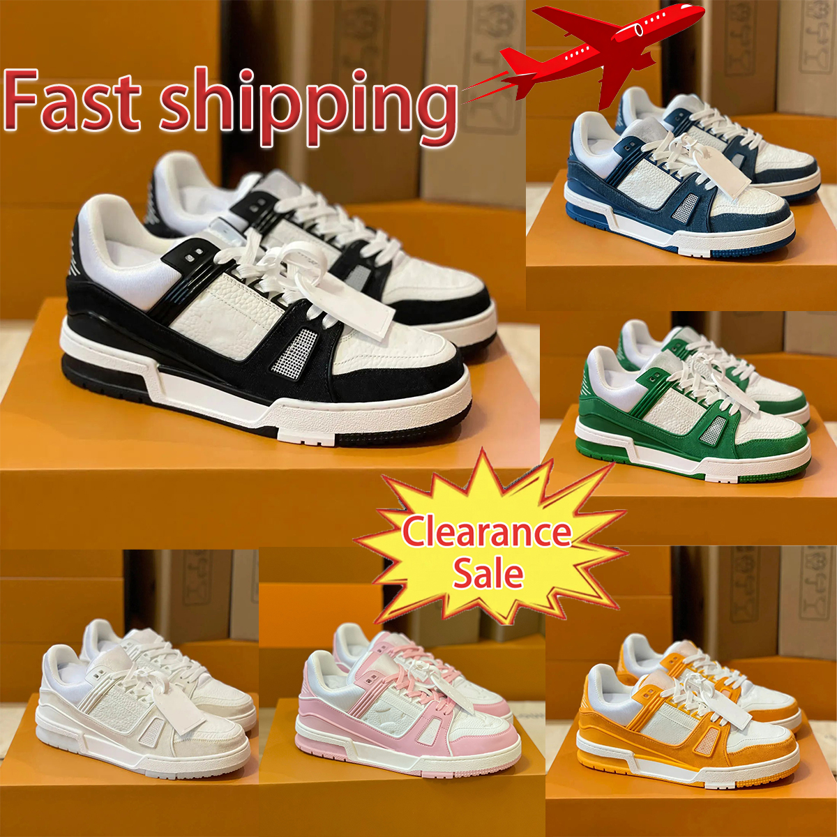 Designer skates Trainer Casual Leather and Denim Patchwork Low-Top Fashion Sneakers Trainer Mens Womens Outdoor Shoes 35-48