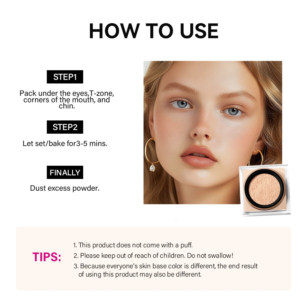 Pink Makeup Loose Powder Transparent Natural Face Finishing Powder Professional Oil-control Waterproof Matte Setting Powder 250409