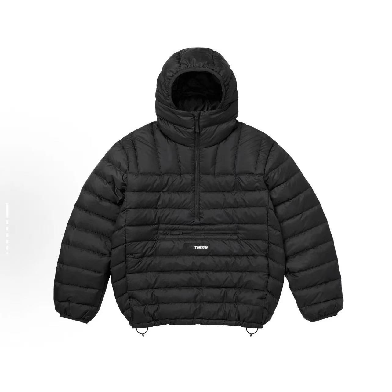 week6 micro down half zip hooded pullover winter new men down jacket Zip Hoodie