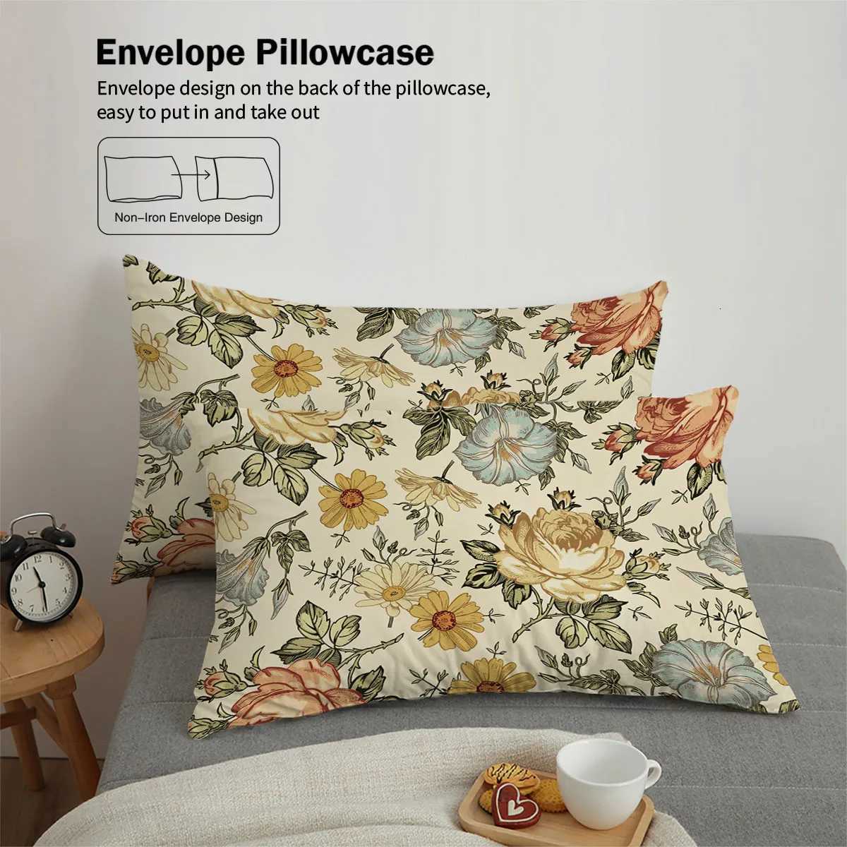 3pcs retro floral pattern printed bedding set suitable for women bedroom queen king twin bed 1duvet cover2 caseM251118