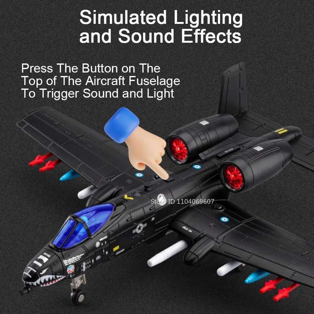 132 A-10 Thunderbolt II Alloy Model Fighter Jet Metal Diecast F-14 Fighters Sound Light Doors Opened Ornament Models for Boys C251118