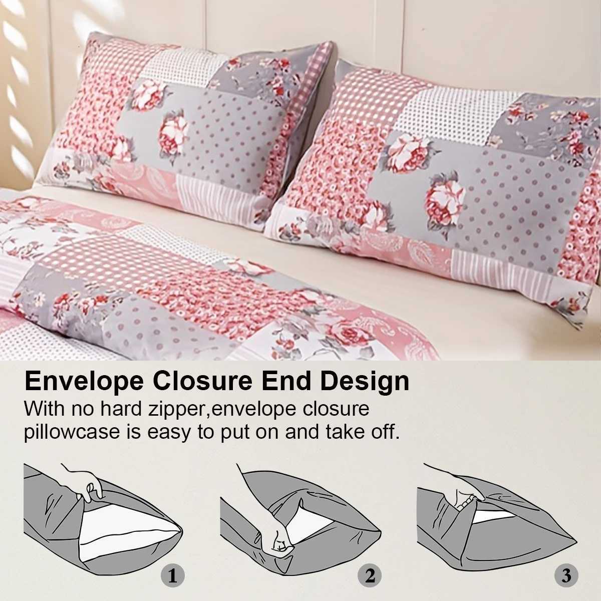 3pcs Splicing floral Pattern Duvet Cover Set Soft Skin-Friendly Bedding Set Includes 1 Duvet Cover And 2 casesM251118