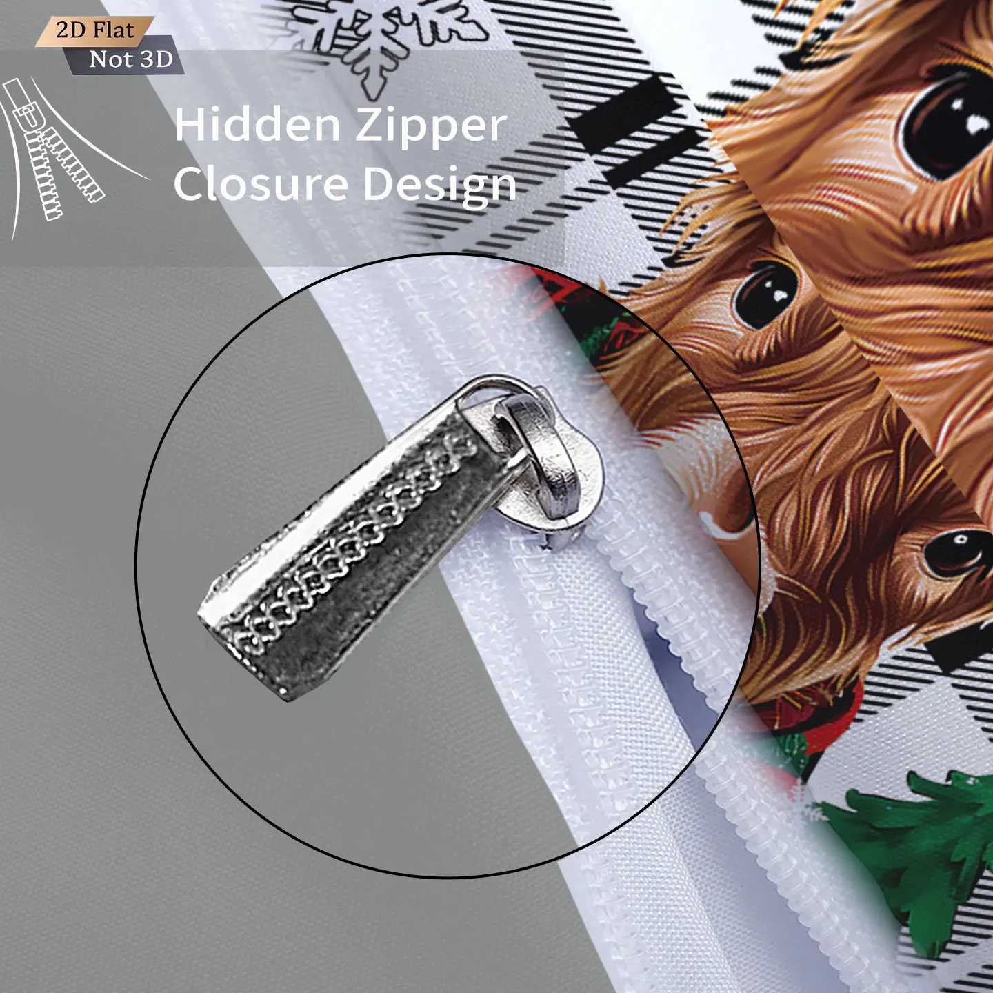 3pcs checkered Christmas highland cow print coreless bedding set multi size bedroom duvet cover decoration machine washableM251118