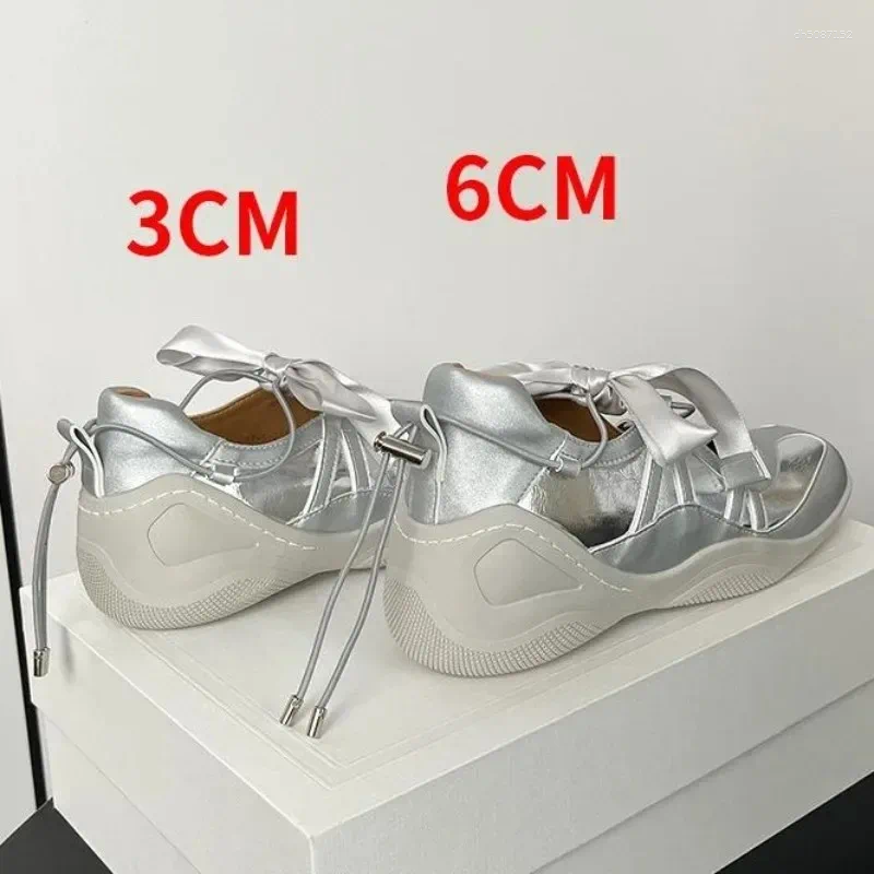 Lanjia Casual Shoes Ballet Flat Sneakers Woman S Thick Bottom Bowknot Hollow Out Women Fashion Designer Mary Jane Comfort Female Zapatos Ef C