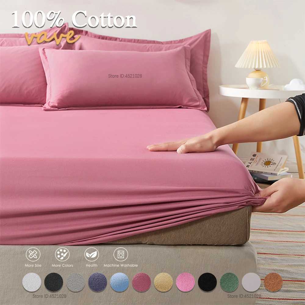 Full Size Cotton Fitted Sheet with Elastic Bands Adjustable Mattress Pad Bedspread Covers for Single Double King Queen BedM251118