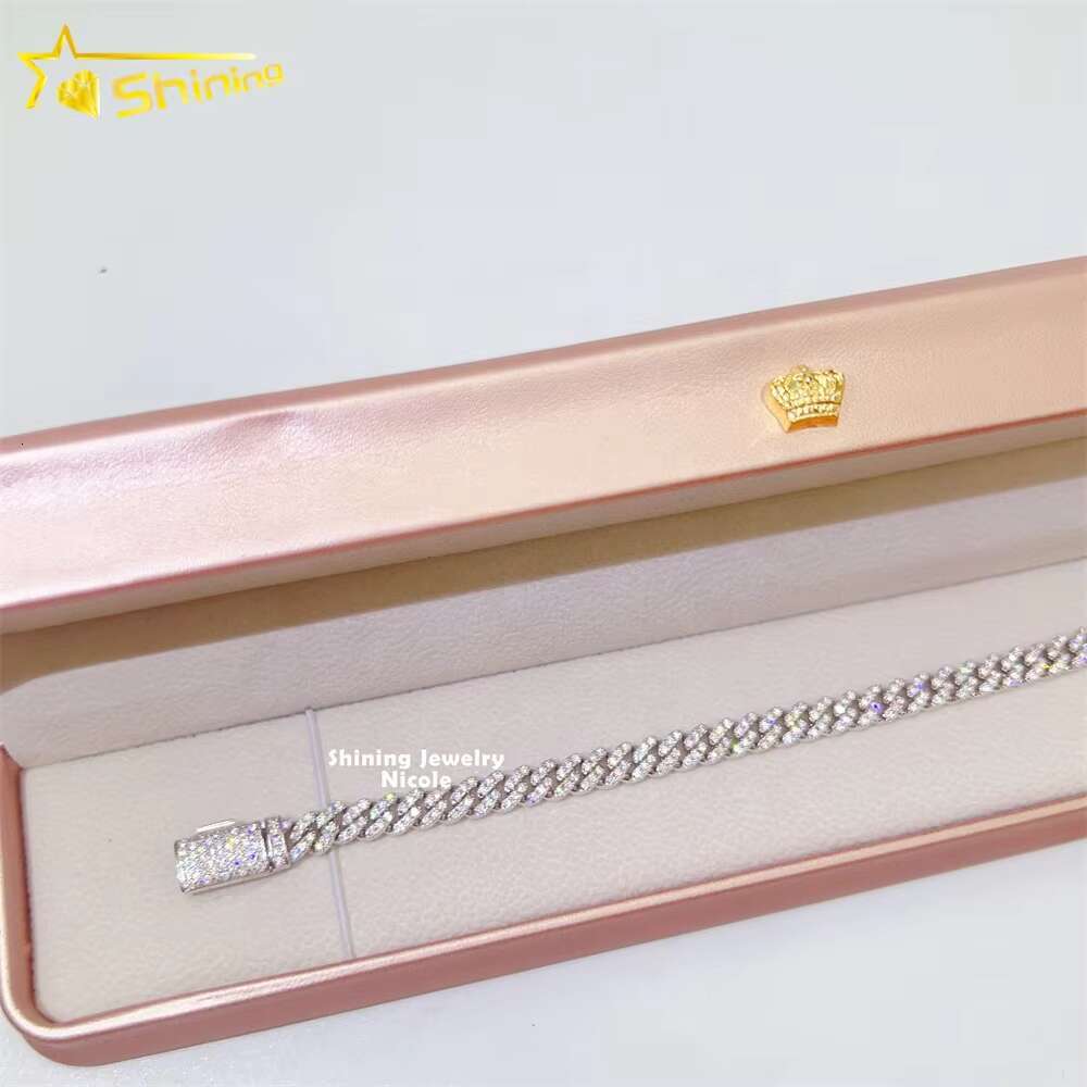 Wholesale Price Pass Dia Tester 6mm Link Chain Sterling Sier Moissanite Cuban Bracelets