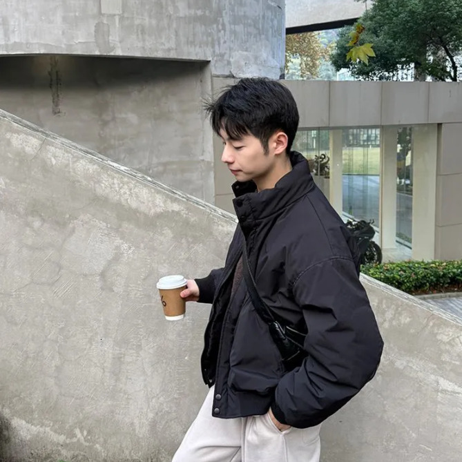 Y2K Autumn And Winter American Fashion Double Zipper Solid Color Warm Oversize Down Jacket Mens Harajuku Couple Casual Coat 250210