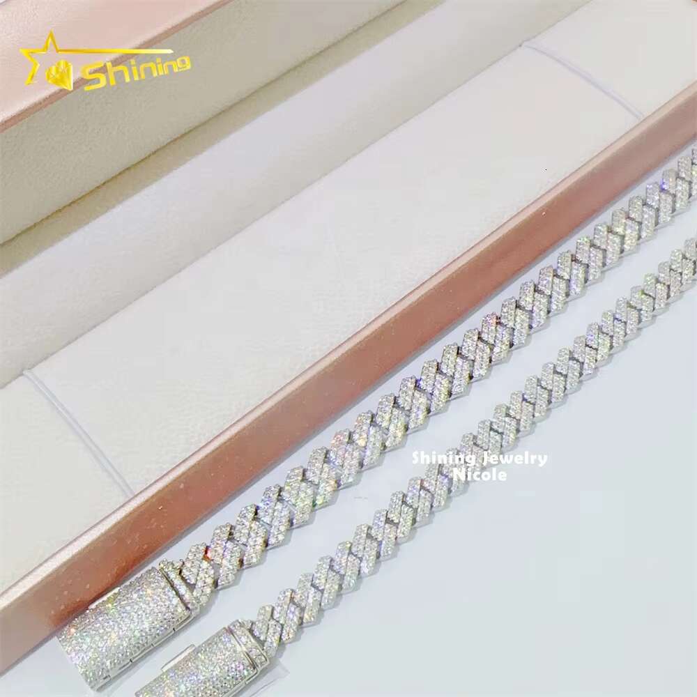 Wholesale Price Best Quality Sier Custom Necklace Jewelry 8mm 10mm Iced Out Moissanite Cuban Link Chain