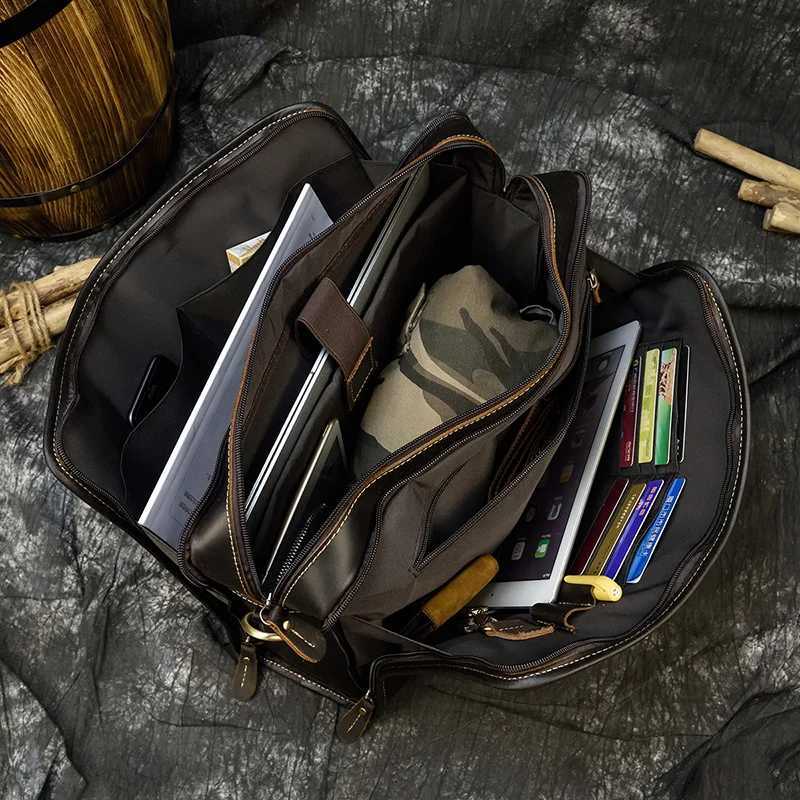 Luufan mens genuine leather laptop briefcase laptop work handbag mens investment portfolio business handbag mens computer bag Z250418