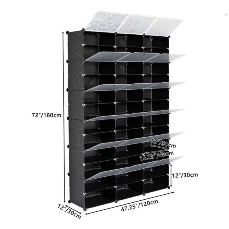 12-Tier Portable 72 Pair Shoe Rack Organizer 36 Grids Tower Shelf Storage Cabinet Stand Expandable for H Boots Slippers B H251117