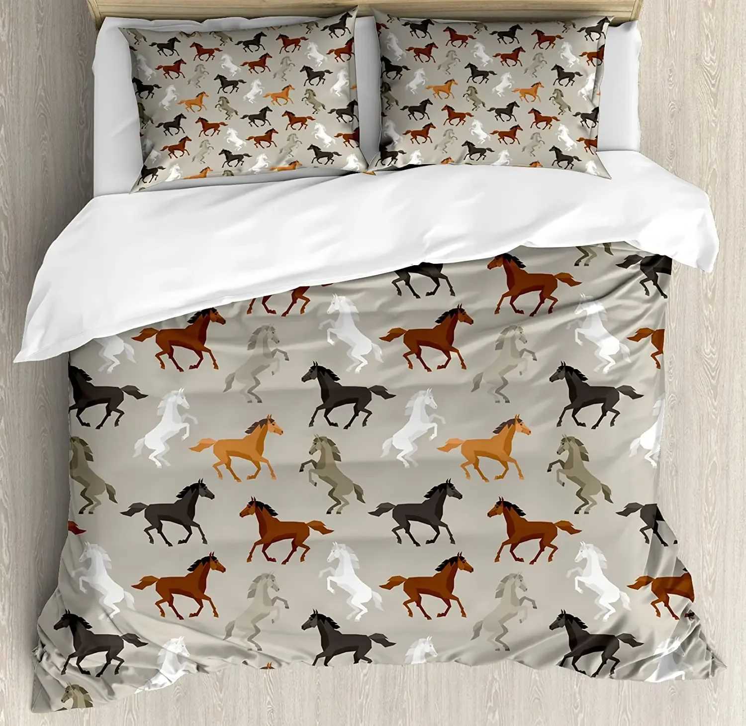 Horses Bedding Set For Bedroom Bed Home Abstract Stallions Simple Design Equestrian Animal Duvet Cover Quilt Cover caseM251118