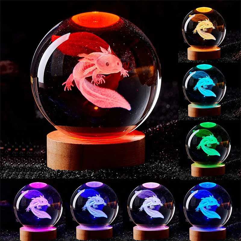 3D Axolotl Laser Engraved RGB Crystal Ball Coloured Night LightGirlfriend Classmate Wife Children Birthday Gift Home Decoration M251118