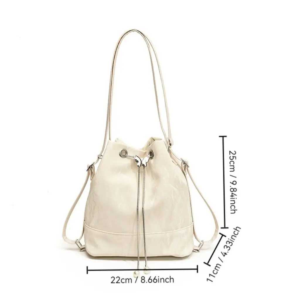 New Large Capacity Womens Backpack PU Leather Drawstring School Bag Adjustable Strap Travel Bag LadiesW251118