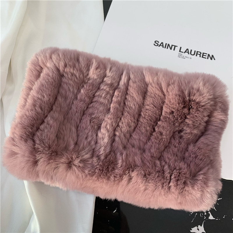 Women Handmade Stretch Rabbit Fur Scarf Knit Genuine Rex Rabbit Fur Headbands Girls Natural Rabbit Fur Ring Scarves 251022