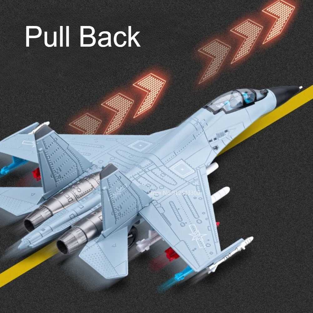 181 J-16 Fighter Model Toy Alloy Diecast Music Light Pull Back Launchable Missile Military Airplane Models for Boys Gifts C251118