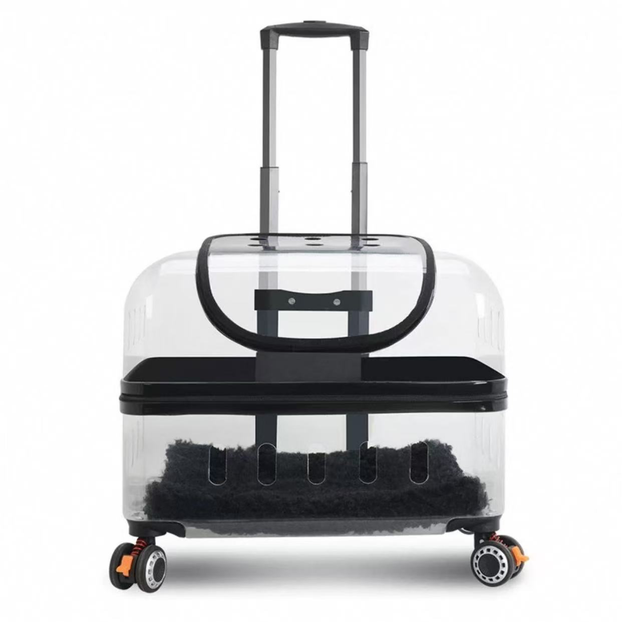 Pet suitcase, cat bag, portable for outdoor use, large size, two cats luggage, transparent dog suitcase, aviation suitcase, small cart