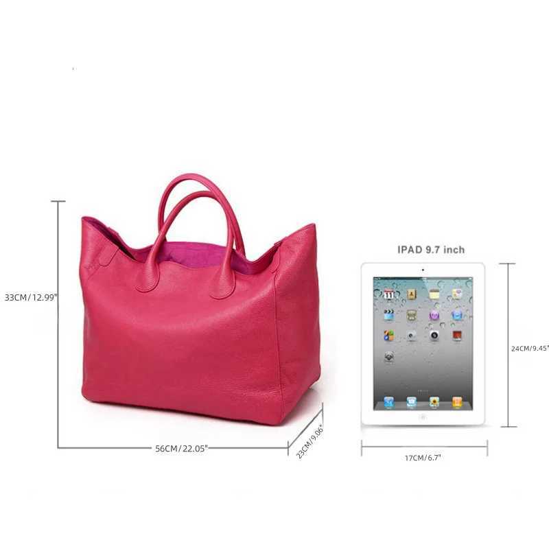 Womens Genuine Leather Tote Bag European American Style Simple Large Capacity with Open Pocket PersonalizedW251118