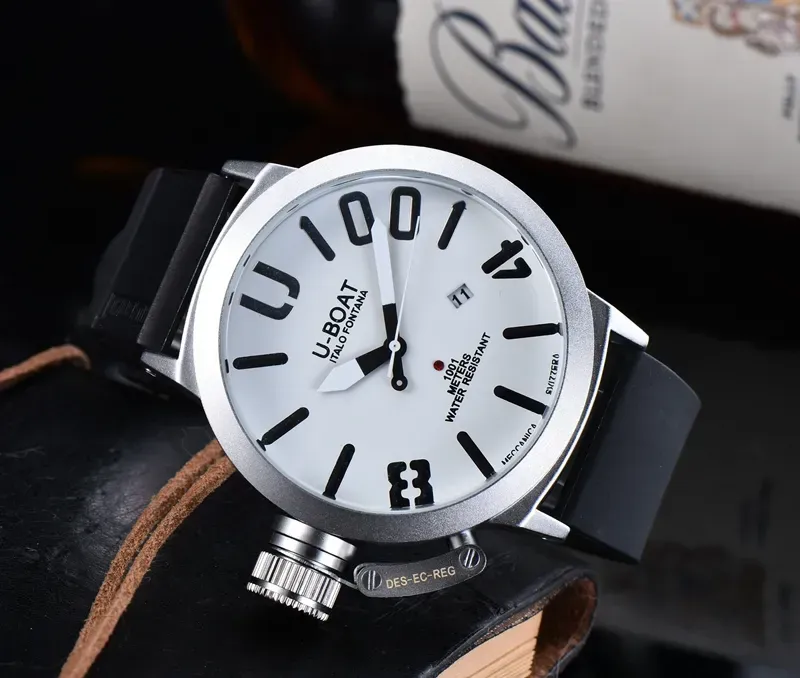 U Big Boat Wrist watches three stitches white Case Mens watch Sports Classic 50mm quartz Watches Top luxury Brand Clock