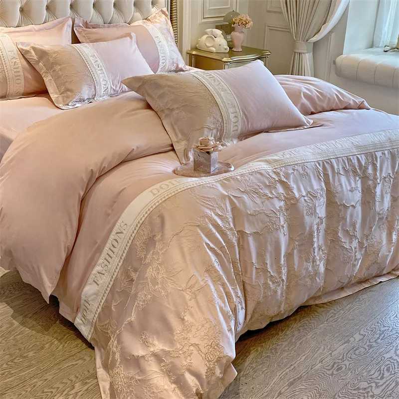 Light luxury 60 skin-friendly cotton four-piece set high-end quilt cover bed sheet mattress beddingM251118