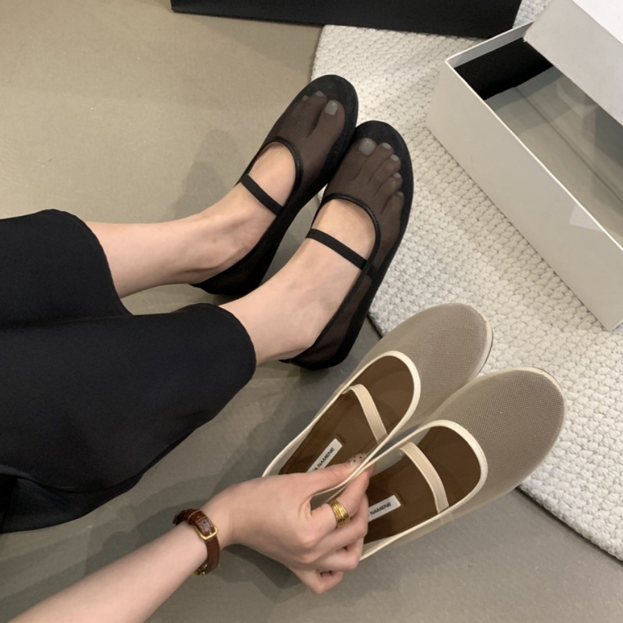 2025 new Autumn Women Mesh Fabric Ballet Flat Fashion hurenlakeshoes Shallow Elastic Band Ladies Comfort Soft Sole Mary Jane Shoes