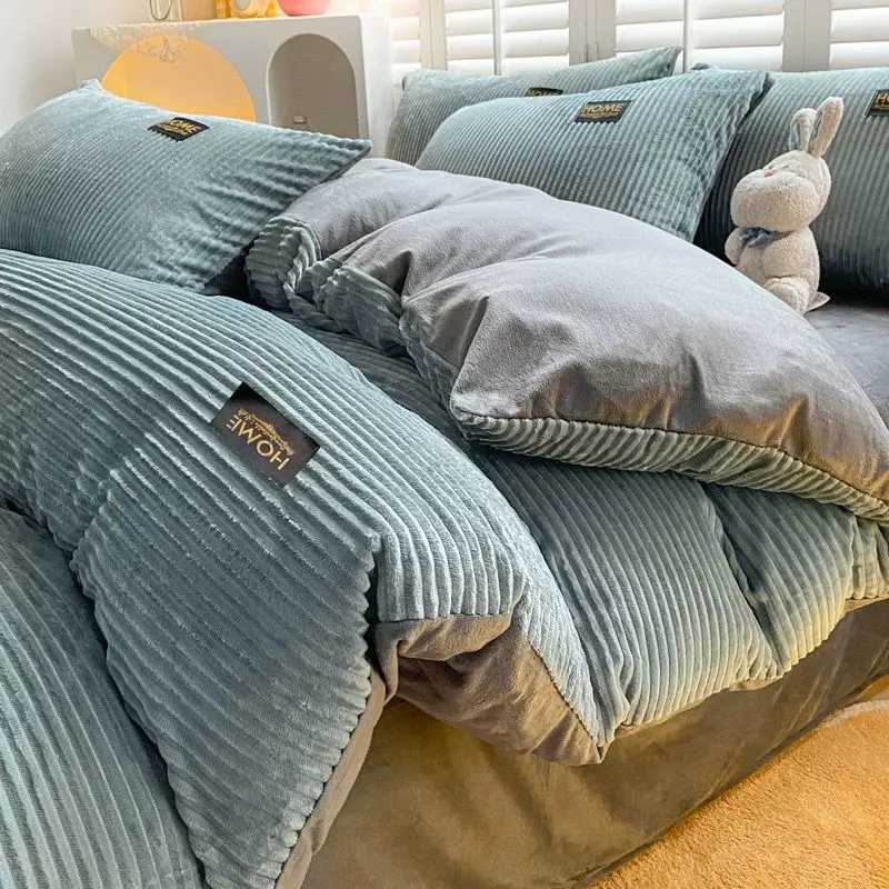 Velvet Duvet Cover King Size Soft Flannel Duvet Cover with Zipper Solid Breathable Velour Comforter Cover Winter Bedding SetM251118