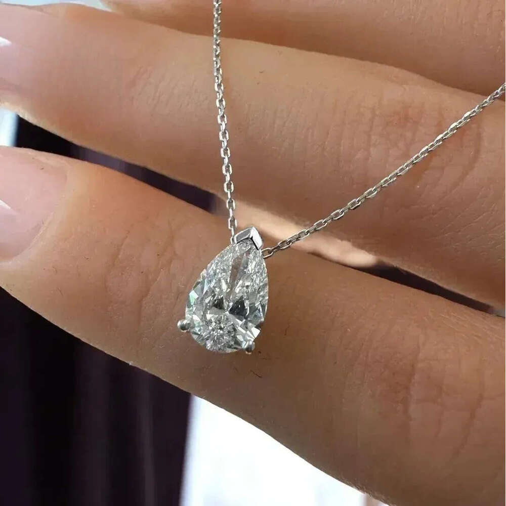 designer necklace for jewelry woman necklace designer for women Water Drop Solitaire Pendant Necklace for Women S925 Silver 1-4 Pear Cut Lab Diamond N - view 4