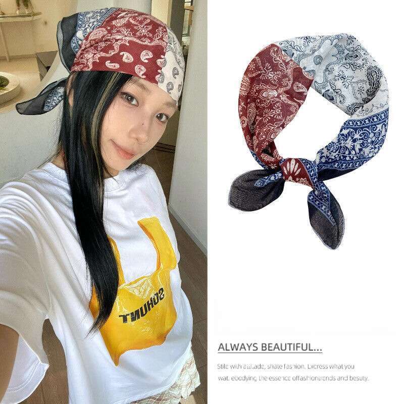 DHcollections 60x60cm Polyester Square Scarf Floral Print Fashion Neckwear for Women Office Elegant Casual Accessory Multiple Colors