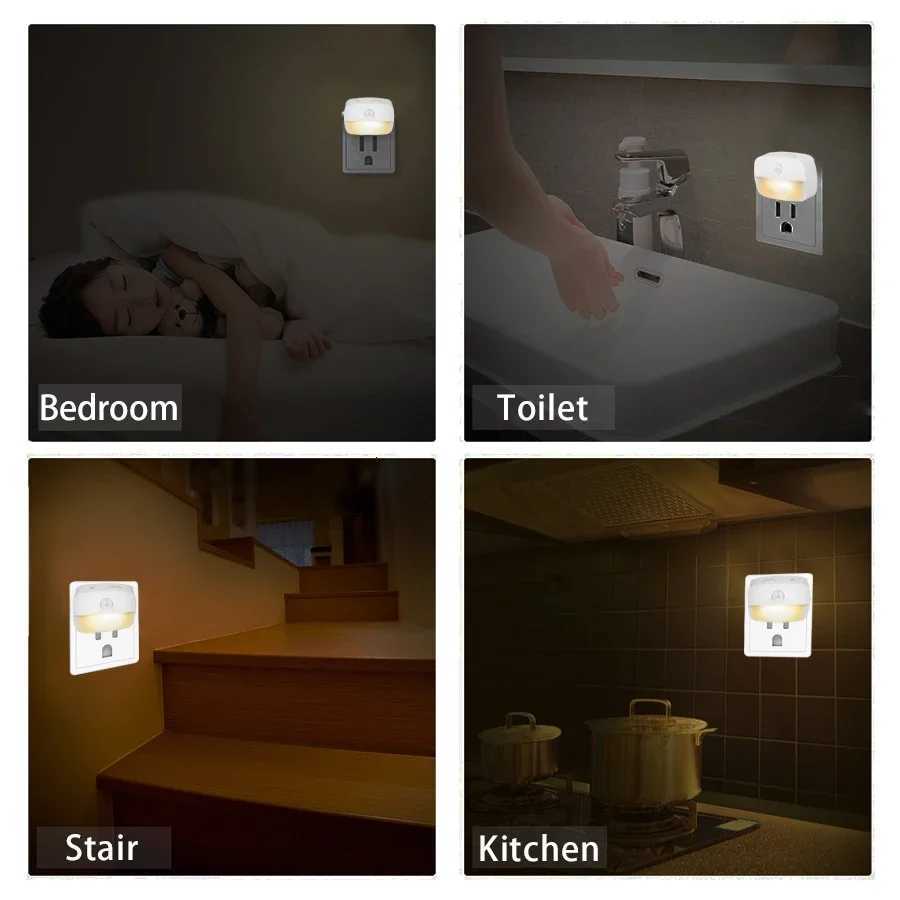 Led Night Light With Motion Sensor EU US Socket AC 85-265V Pir Human Induction Lamp 3 Colors Plug In Wall For Bedroom Hallway M251118