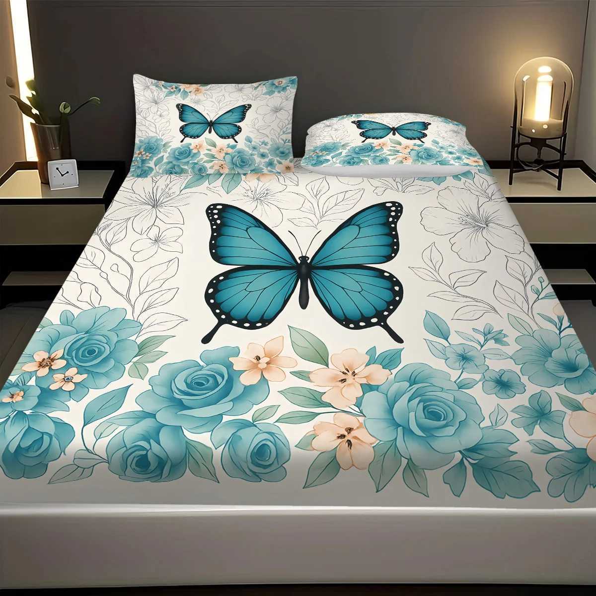 3pcs Dreamy Beautiful Butterfly Printed Coreless Bed Sheet Set in Multiple Size Comfortable Bed Cover Bedroom Bedding DecorationM251118