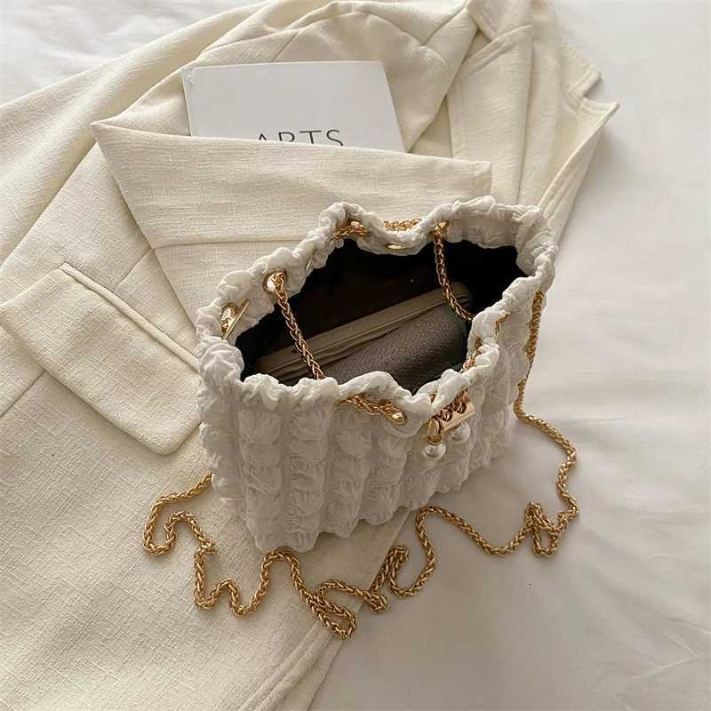 America Drawstring Chain Small Satchel High Quality Womens Bag Solid Pleatd Crossbody Bag Ladies High-end Bucket Bag Tote PurseW251118
