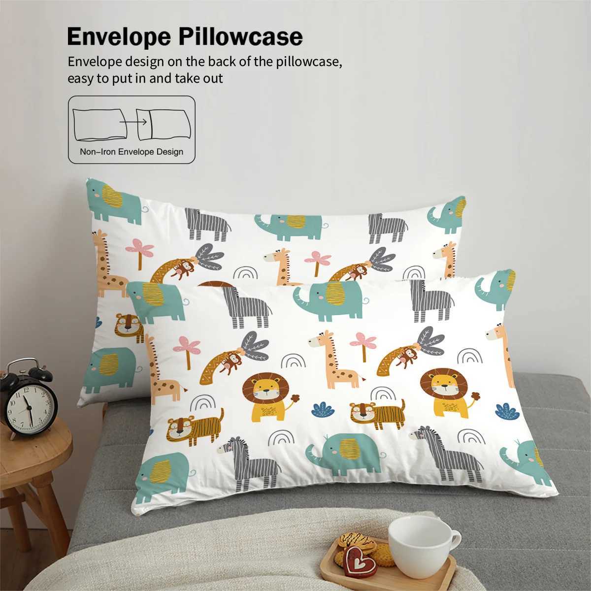 3-piece down duvet cover set with cartoon lion animal pattern print 1 duvet cover2 cases no core bedding setM251118