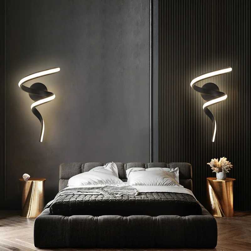 LED Wall Lamp Nordic Spiral Sconce Light For Stairs Bedroom Bedside Study Hallway Background Indoor Decor Wall Lighting Fixtures M251118