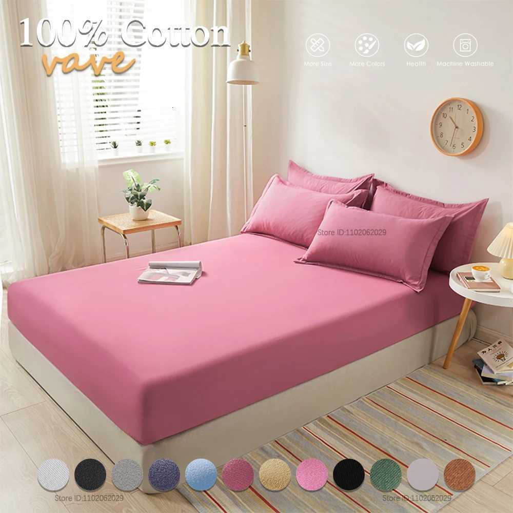 Full Size Cotton Fitted Sheet with Elastic Bands Adjustable Mattress Pad Bedspread Covers for Single Double King Queen BedM251118