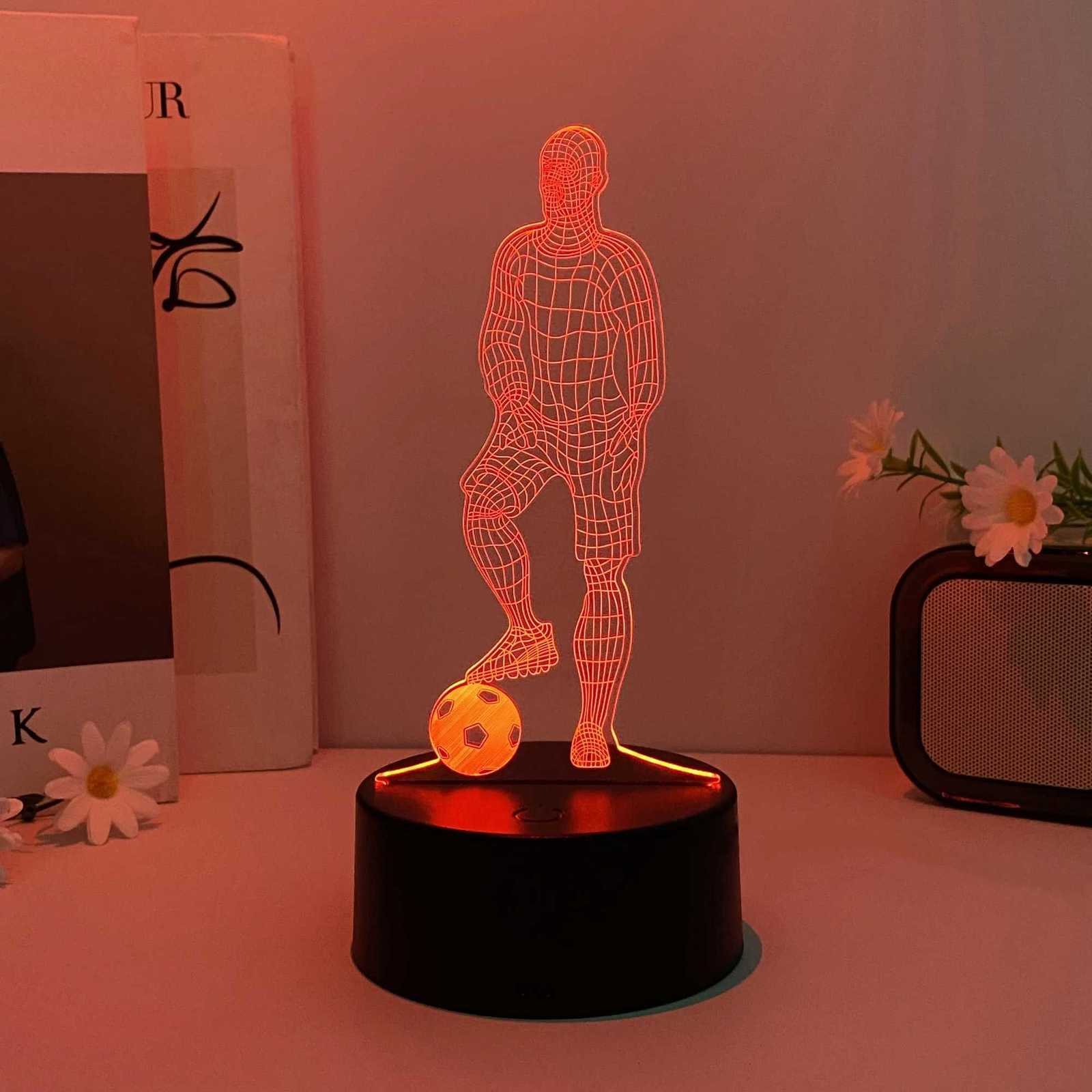 1pcs football player pattern night light USB 3D atmosphere decorative light birthday gifts for family and friends M251118