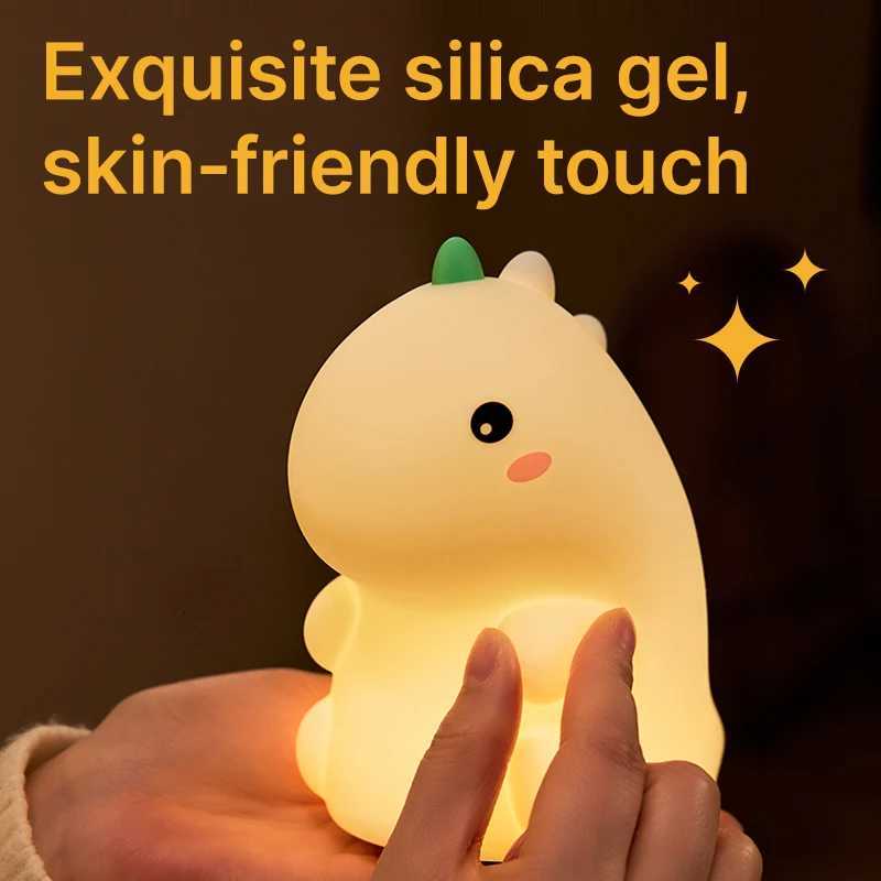 LED Night Light Dinosaur Silicone Night Lamp USB Rechargeable Timing Bedside Table Lamp Room Decor Kids Baby nightlight Gift M251118