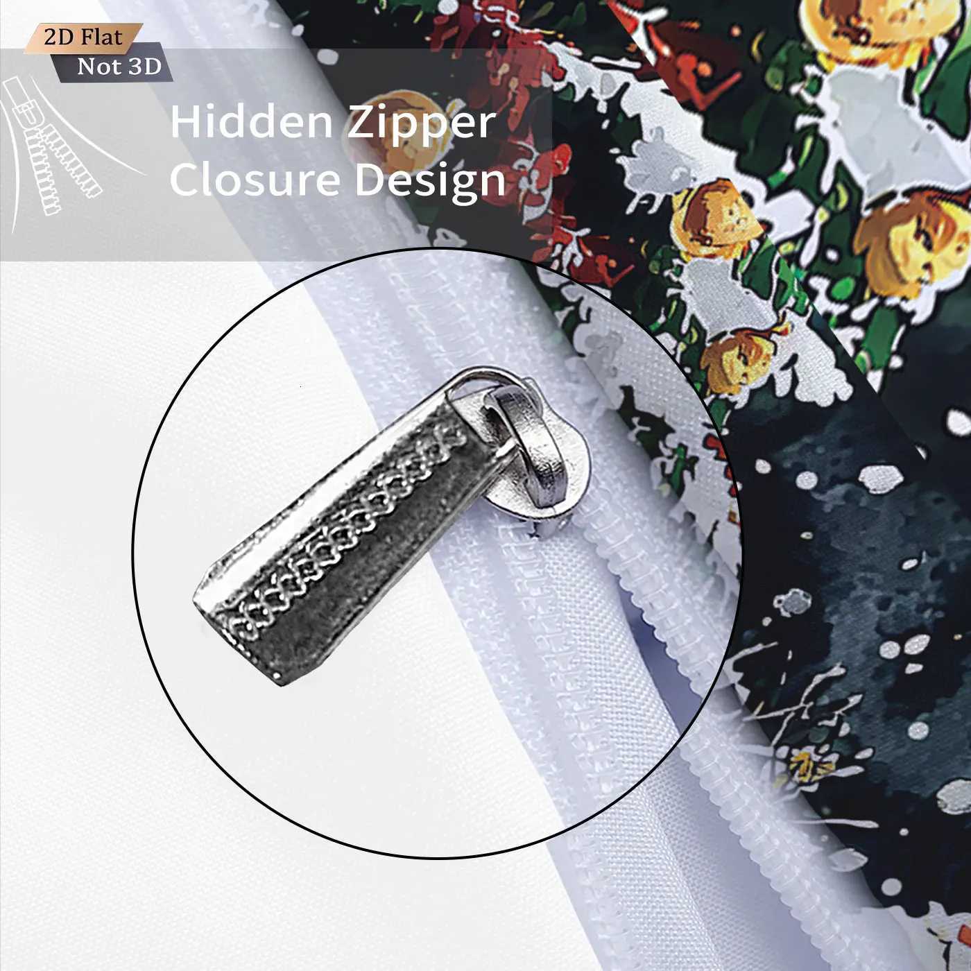 3pcs Santa Claus reindeer red print coreless duvet set multi size bedroom bedding holiday decoration soft machine washableM251118