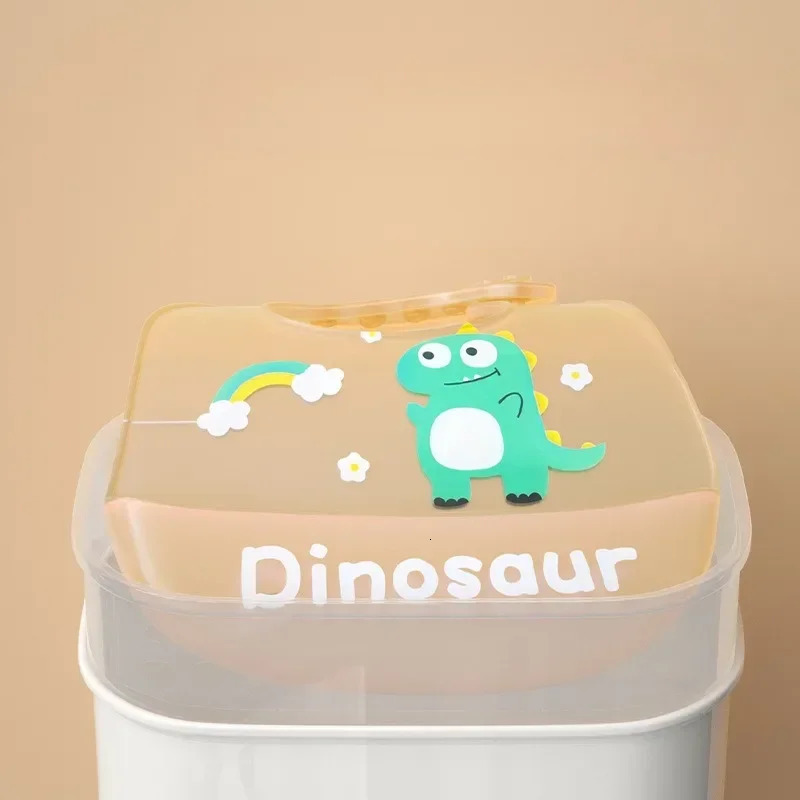 Waterproof baby bib supplies cute cartoon animal printing childrens girl adjustable soft silicone feeding 250414z