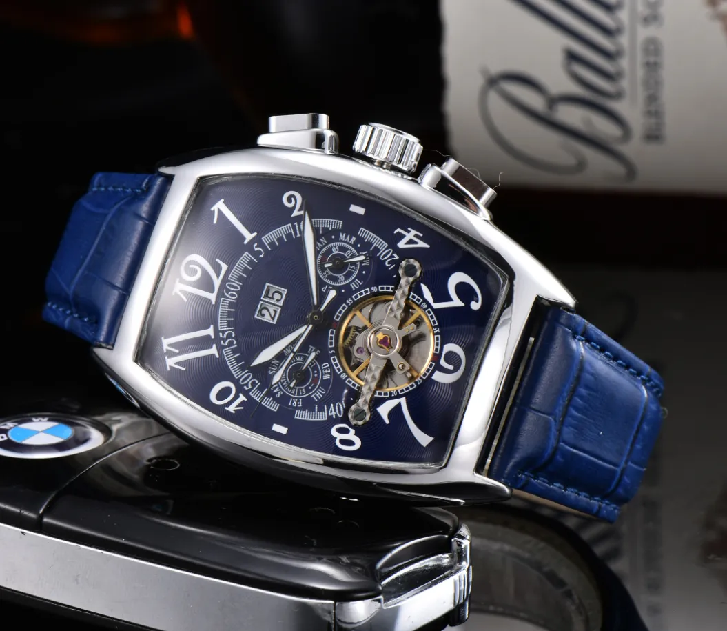 New Men's mechanical watch Tourbillon automatic mechanical leather fashion hollow skeleton dating men's designer watches wholesale men's gifts
